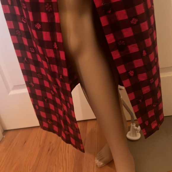 Woolrich red/black flannel turtleneck/button skirt set Med/8 - Picture 5 of 11
